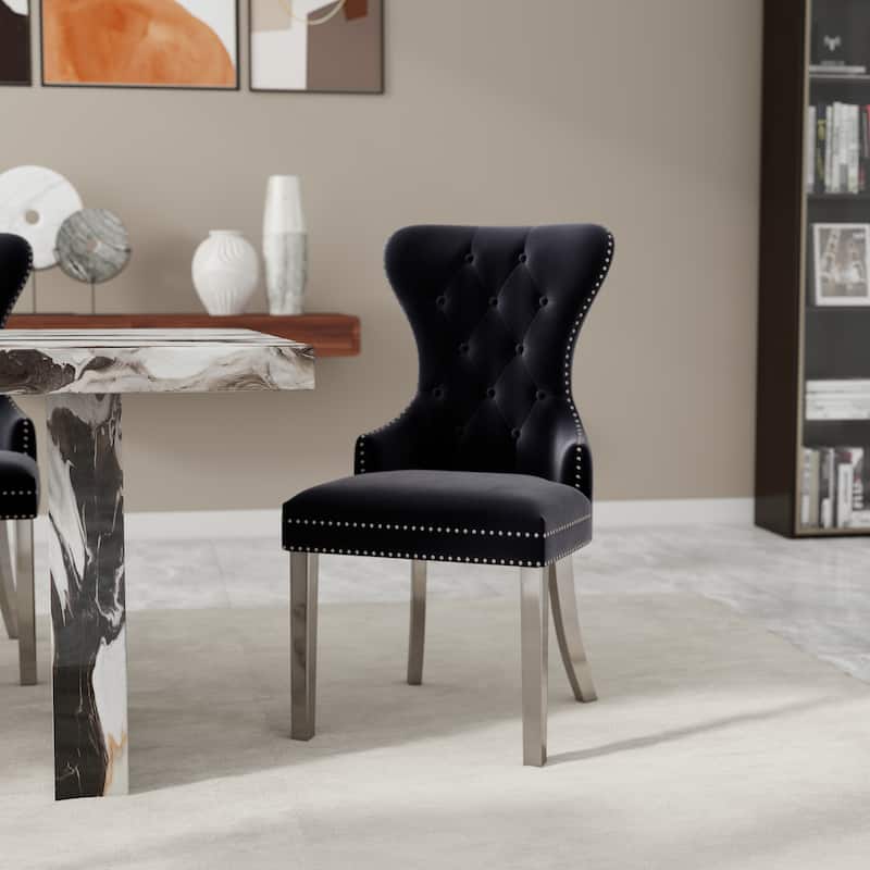 Roundhill Furniture Cavira 7-Piece Modern Faux Marble Dining Set