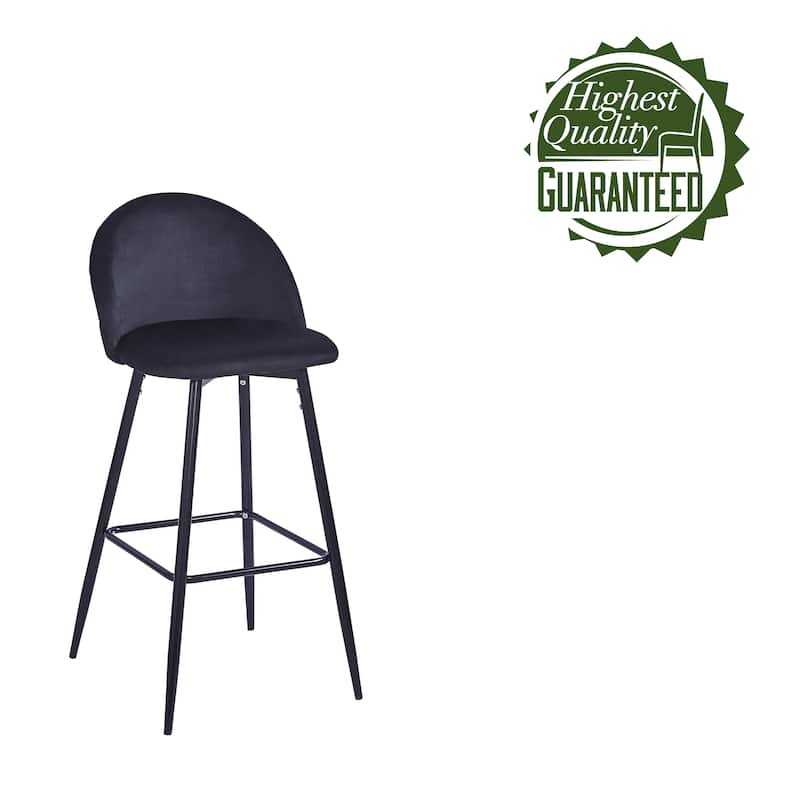 Porthos Home Eisele Bar Stools Set of 2, Velvet Upholstery, Steel Legs