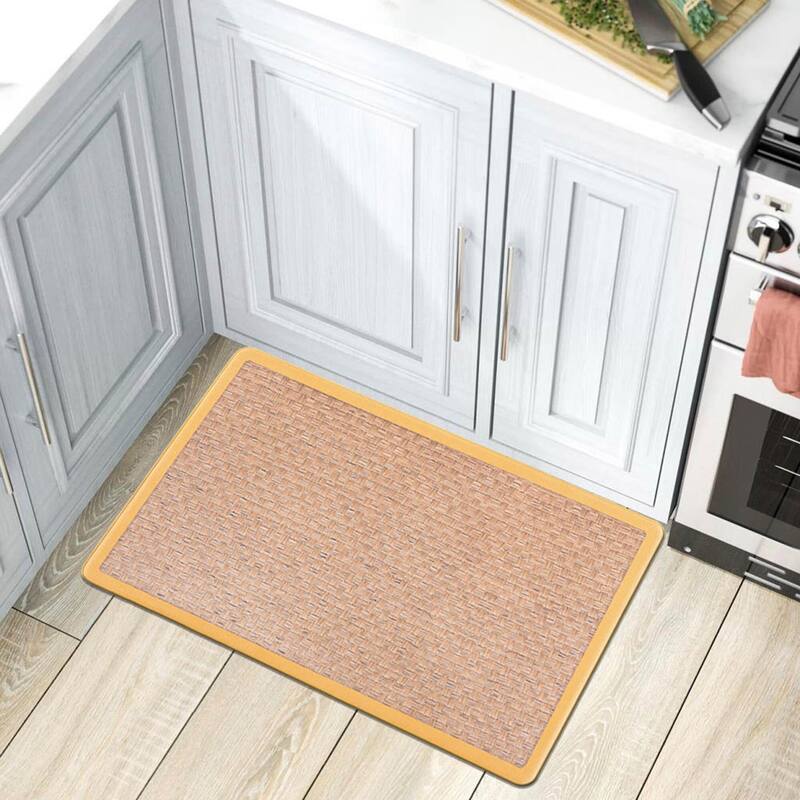 World Rug Gallery Natural Border Anti-Fatigue Standing Mat