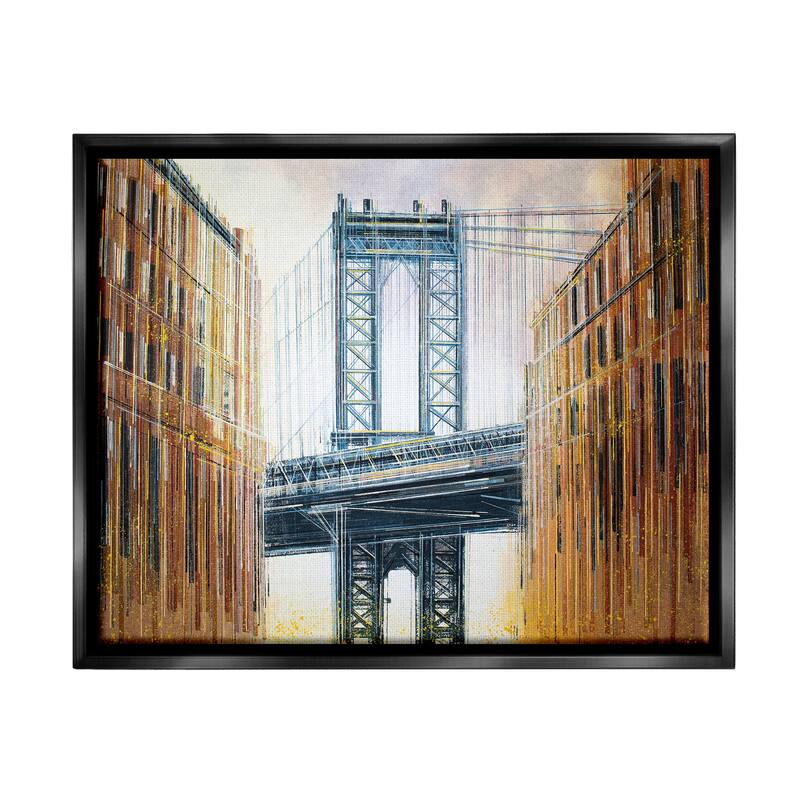Stupell Modern Urban Bridge Framed Floater Canvas Wall Art Design by Marc Todd - 21 x 17 - Black
