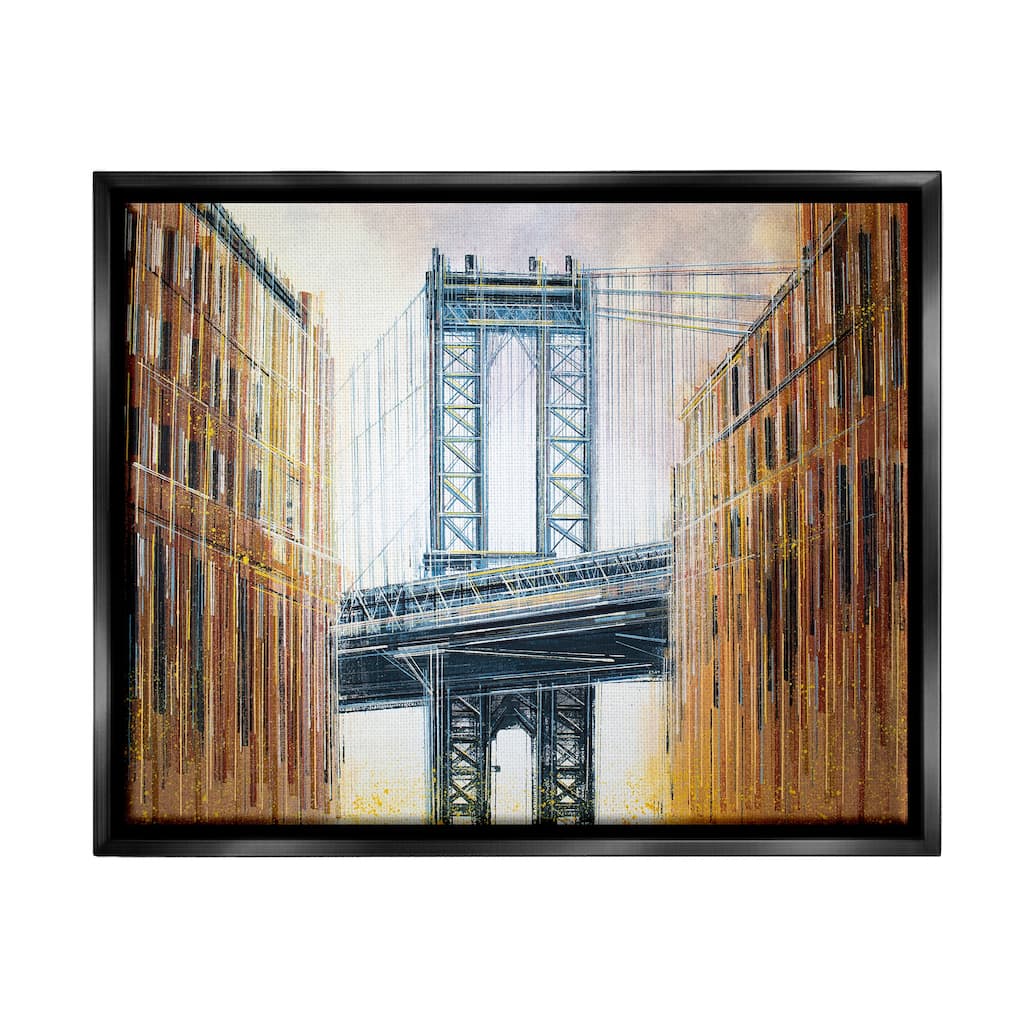 Stupell Modern Urban Bridge Framed Floater Canvas Wall Art Design by Marc Todd