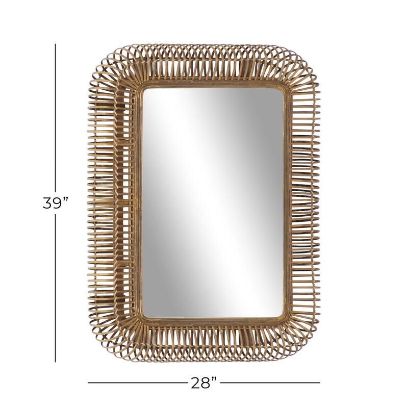 Brown Wood Handmade Woven Room Wall Mirror