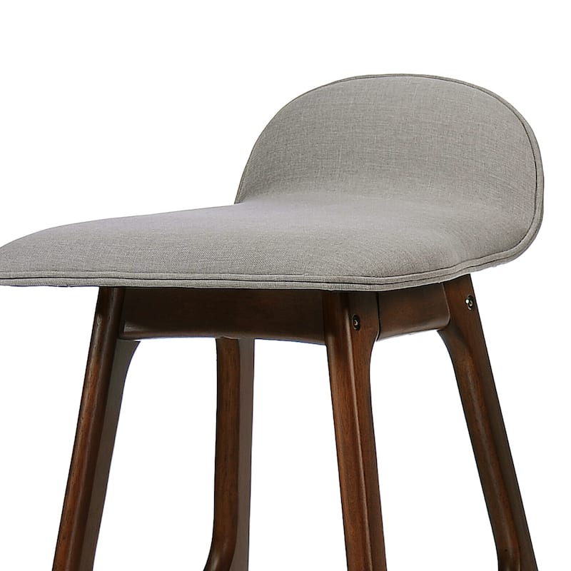 Roomfitters Mid-Century Modern Upholstered Low Back Barstools, 28.5-Inch Counter Height, Set of 2