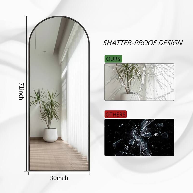 Arched Wall Mounted Full Length Mirror Large Standing Mirror