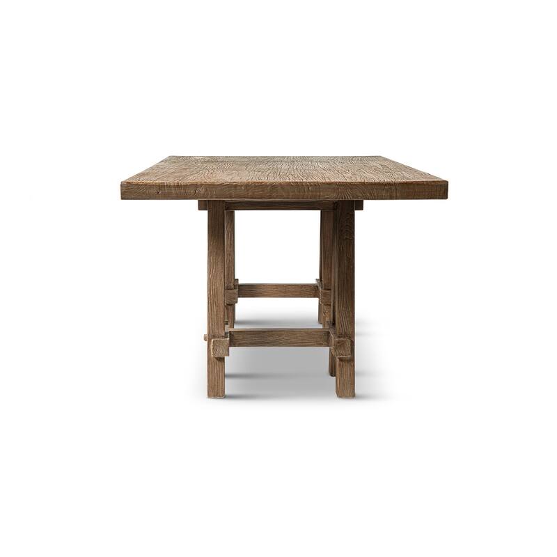 Jennifer Taylor Home Hawthorne 84" Solid Reclaimed Elm Trestle 8-Person Dining Table