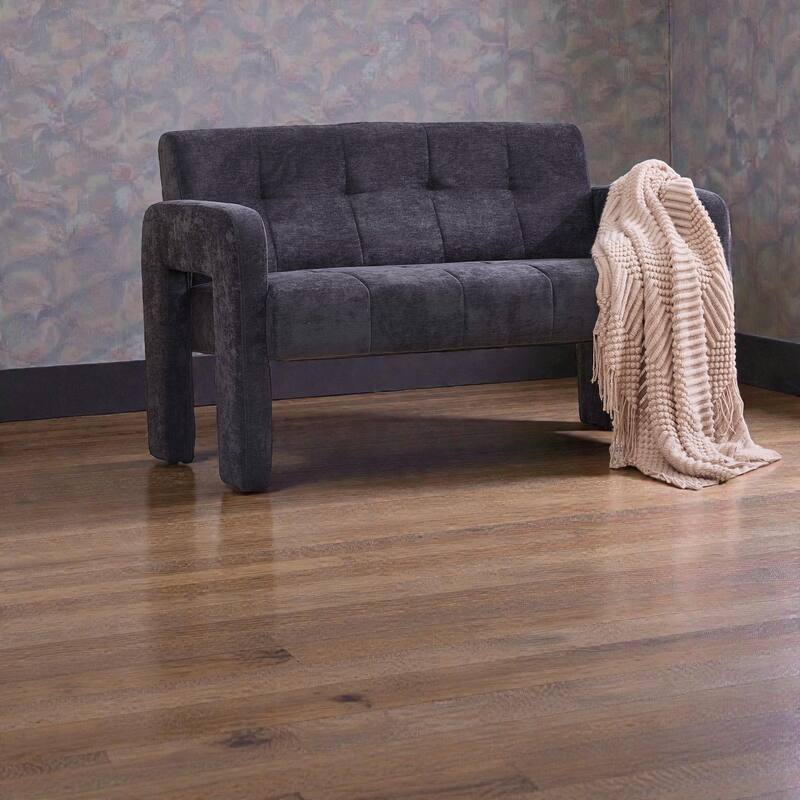 Modern Double Armchair Upholstered 2-Seater Sofa with Dual Armrests, Chenille Fabric Compact Couch for Living Room