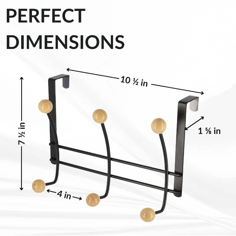 Over The Door Hook Rack with 6 Ball Ends - 10.5 L x 4 D x 7.5 H