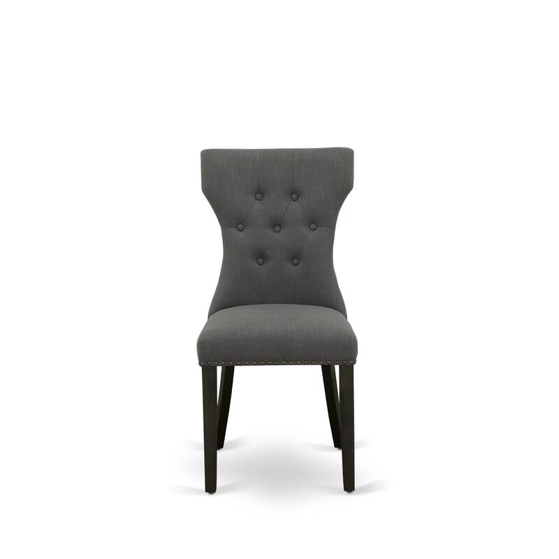 East West Furniture 3 Piece Dinette Set- a Round Dining Table with Dropleaf and 2 Linen Fabric Dining Chairs, (Finish Options)