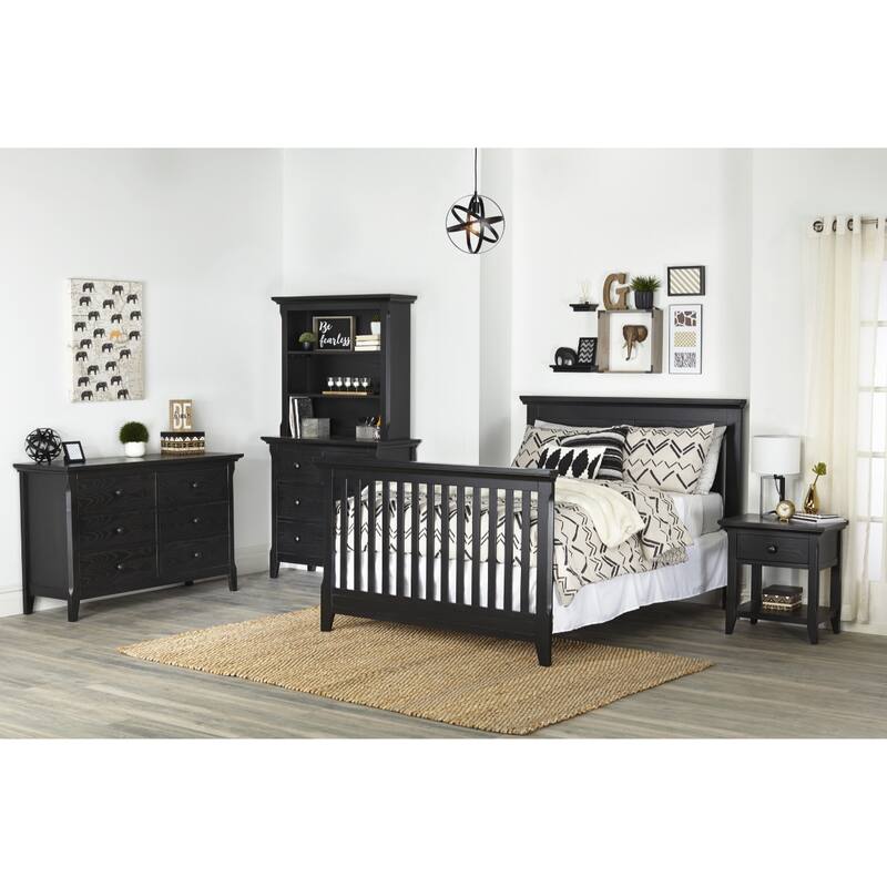 24" Black Wooden Nightstand with One Drawer and Open Shelf Versatile Bedroom or Living Room Table