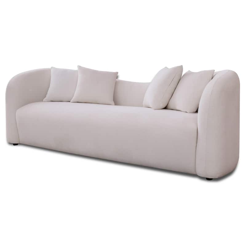 Hanar Mid Century Modern Luxury Tight Curved Back Boucle Sofa