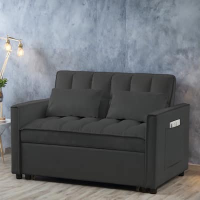 52.75" Velvet Modern 4-Seater Sleeper Sofa with Adjustable Backrest