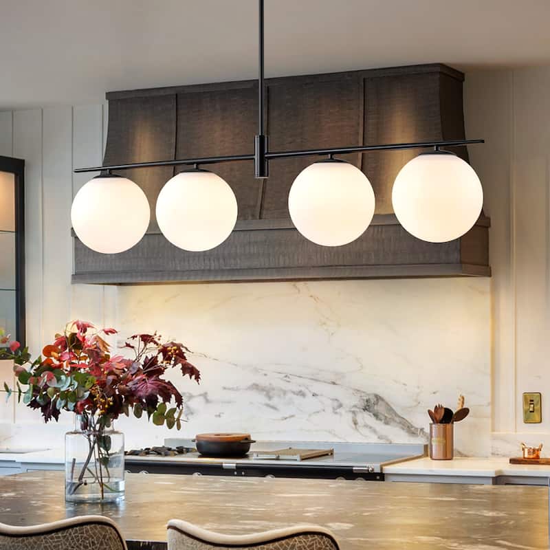 4 - Lights Modern Linear Globe Chandelier Kitchen Island Pendant Light