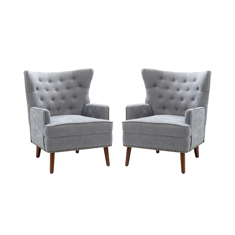 Alpheus Accent Armchair with Tufted Back Set of 2 by HULALA HOME