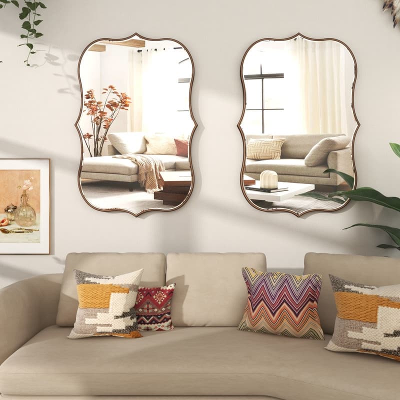 Asymmetrical Gold Antique Bronze Accent Wall Mirror - 23.62"×35.4"