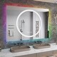 preview thumbnail 20 of 19, KIOTEE Frameless LED Frontlit & RGB Backlit Anti-Fog Tempered Glass Bathroom Vanity Mirror with ETL and 3-Year Warranty