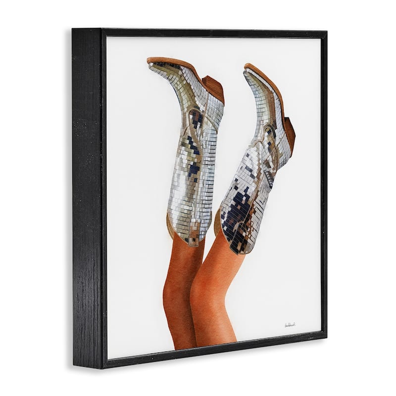 Stupell Glitzy Glam Cowgirl Boots Framed Giclee Art Design By Amanda Greenwood
