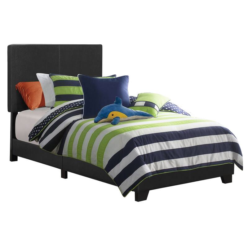 Leather Upholstered Twin Size Platform Bed, Black