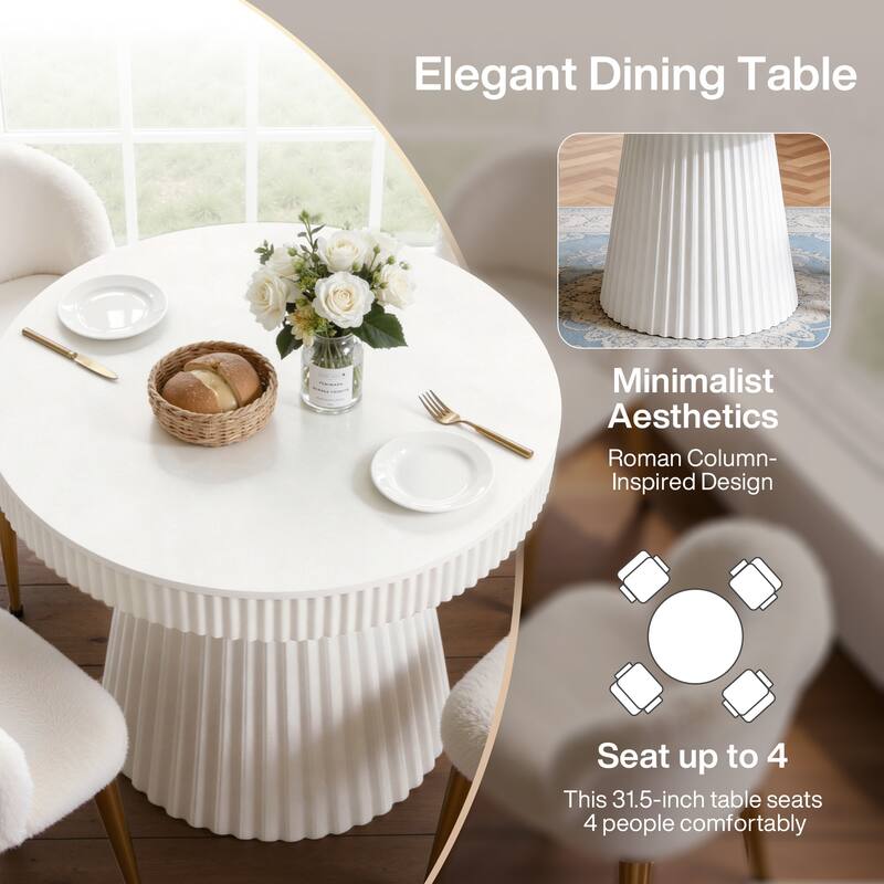 Small Dining Table, Modern Round Kitchen Table, 31.5" Circle Dining Tables for Kitchen, Dining Room, Living Room, Apartment