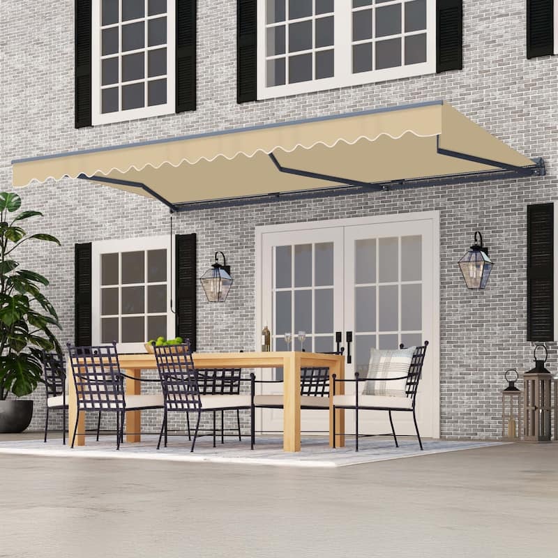 ALEKO Moroccan Semi-Cassette Motorized Patio Awning - Desert Sand - 16 x 10 Feet