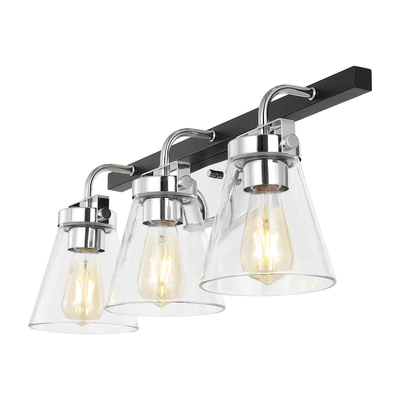 SAFAVIEH Lighting Ailie 3-Light 23-inch Glass Shade Wall Sconce (LED Bulbs Included) - 23 In. W x 7.3 In. D x 10 In. H