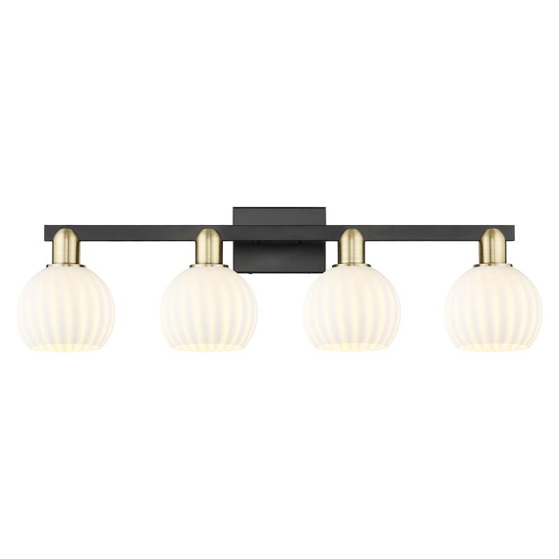 Innovations Lighting 716-4W-10-33 White Venetian Vanity White Venetian - Black Antique Brass / White Venetian