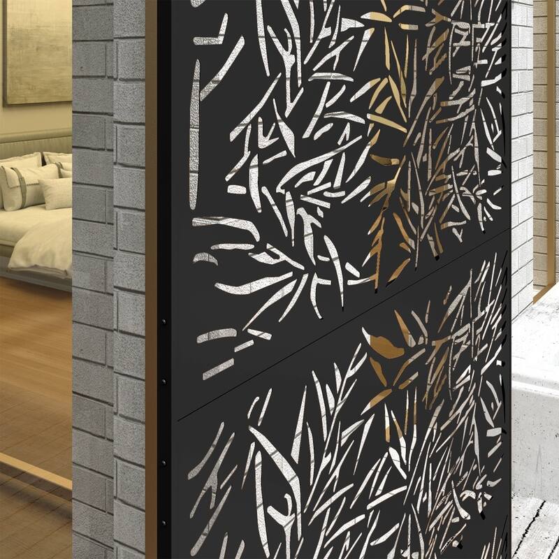 Steel Outdoor Garden Privacy Screen with Trellis and 3 Panels - 48" L x 17.7" W x 78" H