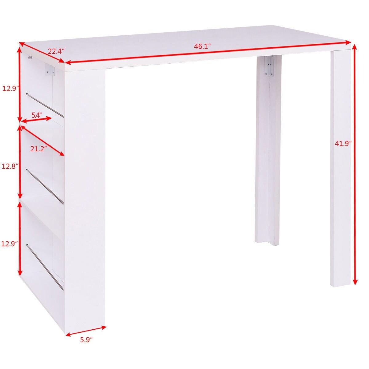 Shop Costway Modern Bar Table Storage Shelves Pub Bistro Counter Kitchen Furniture White Overstock 16591569