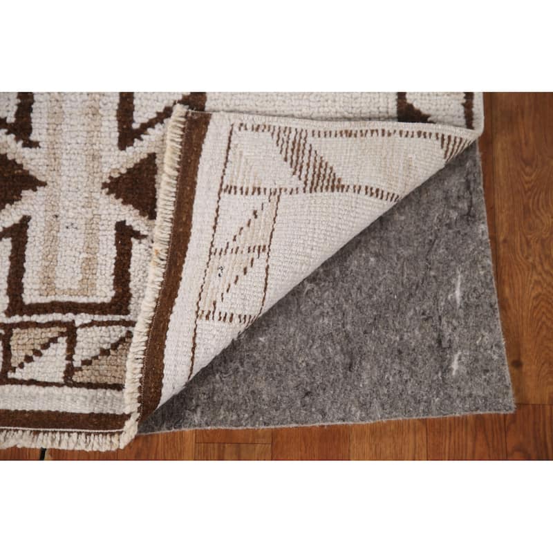 Natural Dye Anatolian Turkish Runner Rug Handmade Beige Wool Carpet - 2'11"x 12'2"