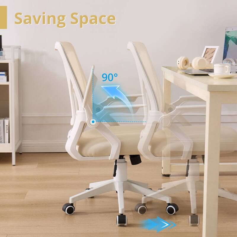 VECELO Translucent Mesh Office Chair with 360° Swivel Adjustable Height 90° Lifting Armrests for Home Office & Gaming Chair