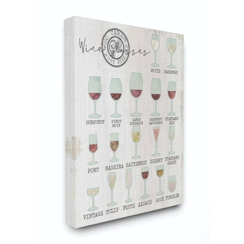 Stupell Wine Glasses Chart Infographic Kitchen Home Design Canvas Wall Art, Proudly Made in USA - 36 x 48