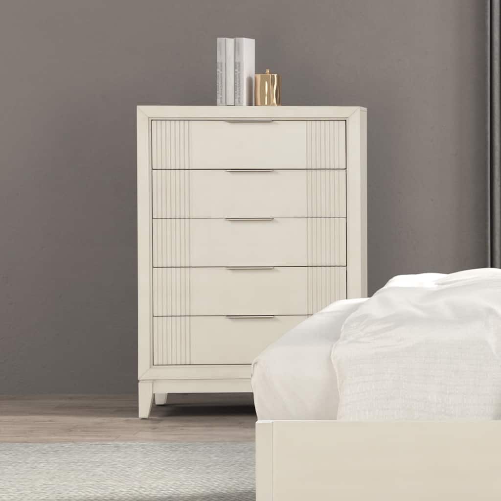 Furniture of America Irwin Antique White Solid Wood 5-Drawer Chest