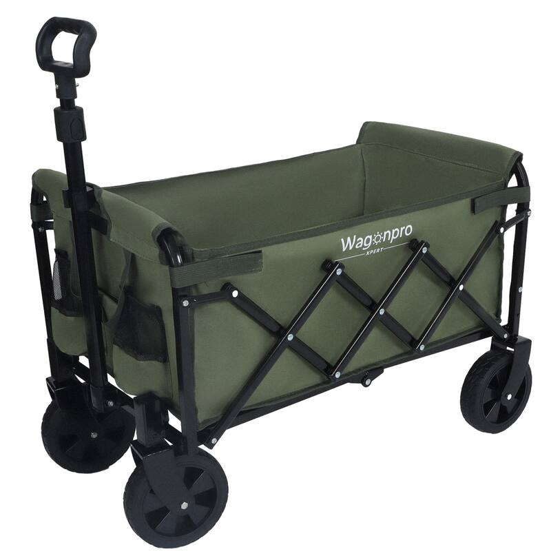 Expandable Dual-Layer Utility Wagon with 100% Extra Space - Grocery Cart for Camping, Shopping, Sports, Gardening, Fishing