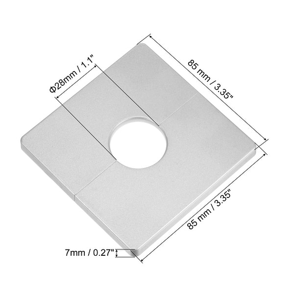 dimension image slide 3 of 8, Wall Split Flange, ABS Square Self-Adhesive Escutcheon Plate with Diameter Hole, Water Pipe Cover for Water Faucet Decorations