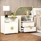 preview thumbnail 4 of 5, Modern Nightstand with Open Storage Shelf and 2 Drawers Gold/White