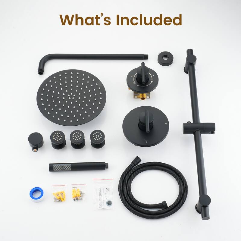 3-Spray Pressure Balanced 10 in. Wall Mount Fixed and Handheld Dual Shower Head 2.5 GPM with Adjustable Slide Bar and 3-Body Jet