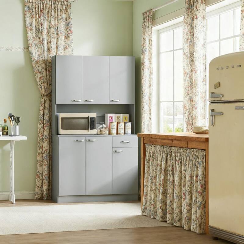70.8" Buffet with Hutch, Modern Kitchen Wood Pantry Storage Cabinet with Microwave Oven Countertop, Drawer and Cupboard
