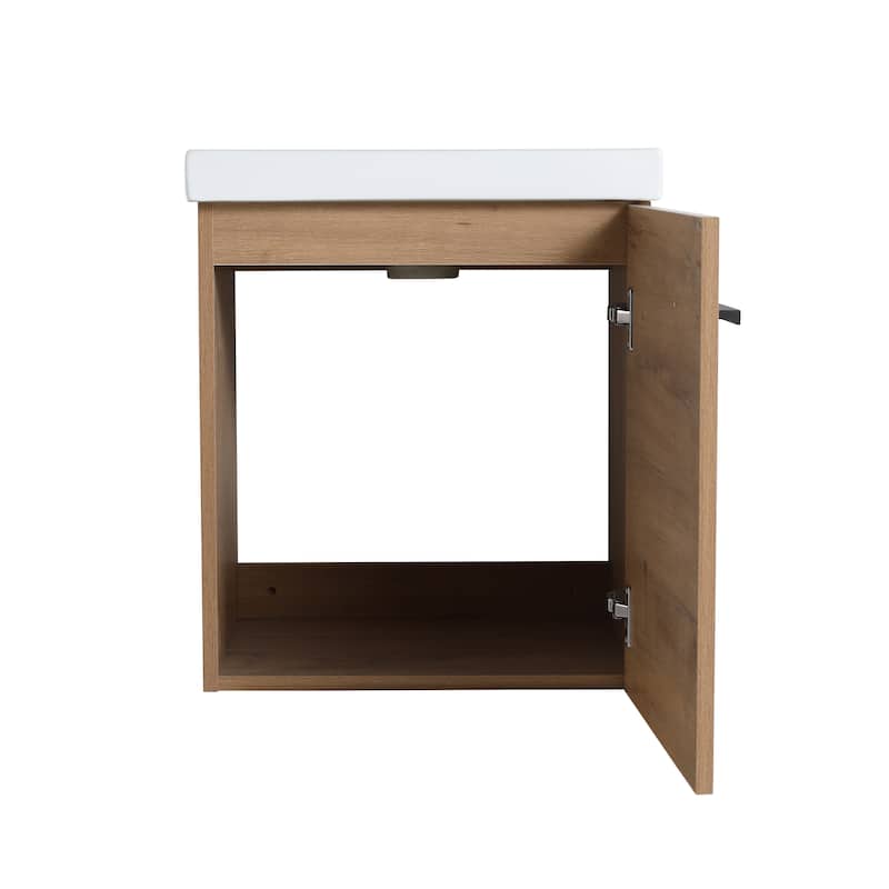 Bathroom Vanity With Sink In 16/18 Inch, Floating Bathroom Vanity With Soft Close Door