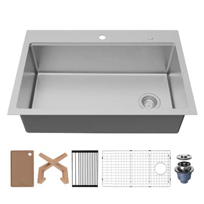 Karran USA WSTMSB3333-PK1 Fusion 33" Drop In Single Basin Stainless