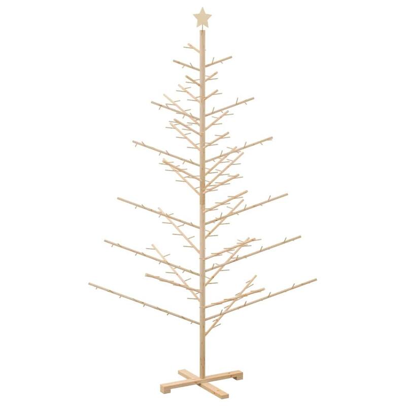 vidaXL Wooden Christmas Tree with Stand Natural/Brown Solid pine wood