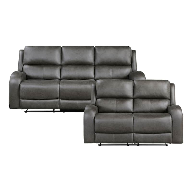 Fremont & Park Mabel Polished Microfiber 2-Piece Manual Reclining Sofa Set - Gray