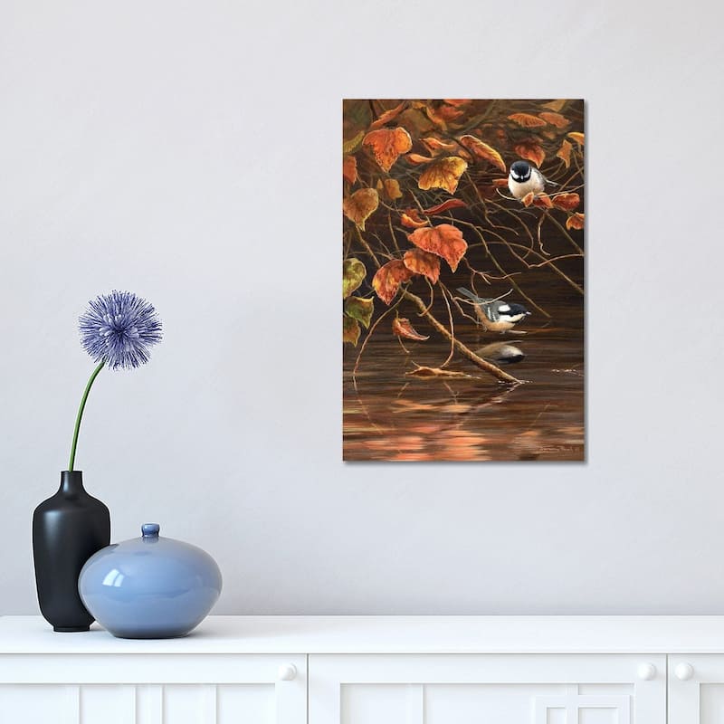 iCanvas "Autumn Leaves - Coal Tit" by Jeremy Paul Canvas Print - 18x12x1.5