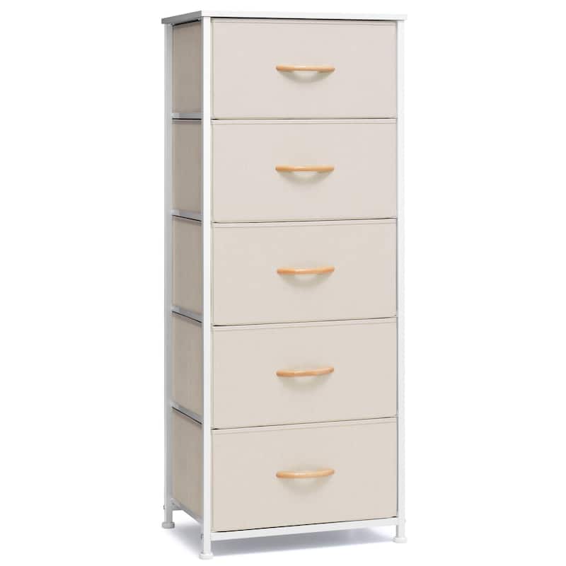 Crestlive Products Household 5-Drawer Vertical Dresser Storage Chest - Beige - 5-drawer