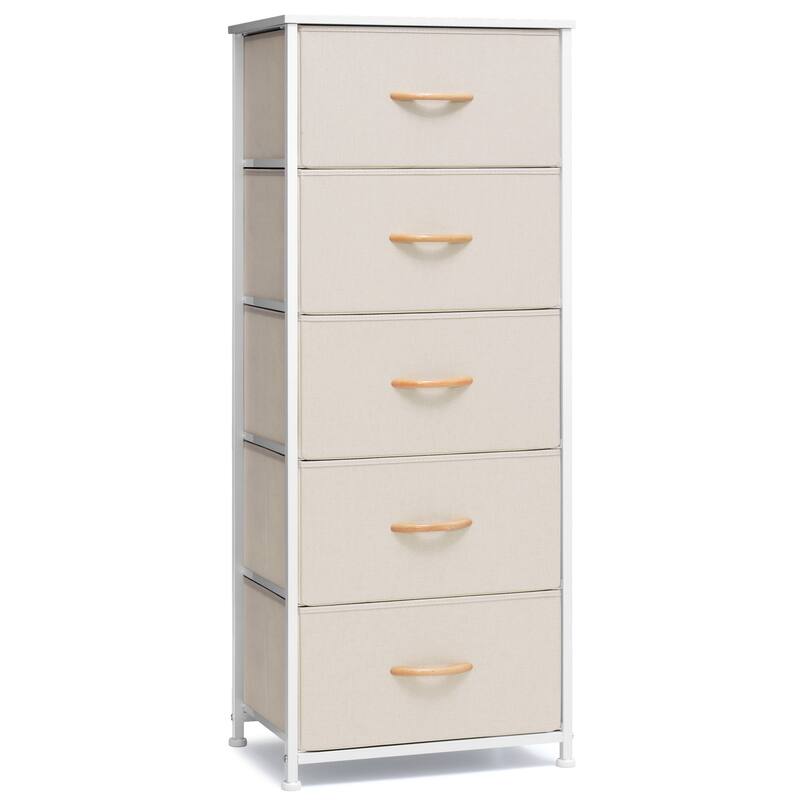 Crestlive Products Household 5-Drawer Vertical Dresser Storage Chest - Beige - 5-drawer
