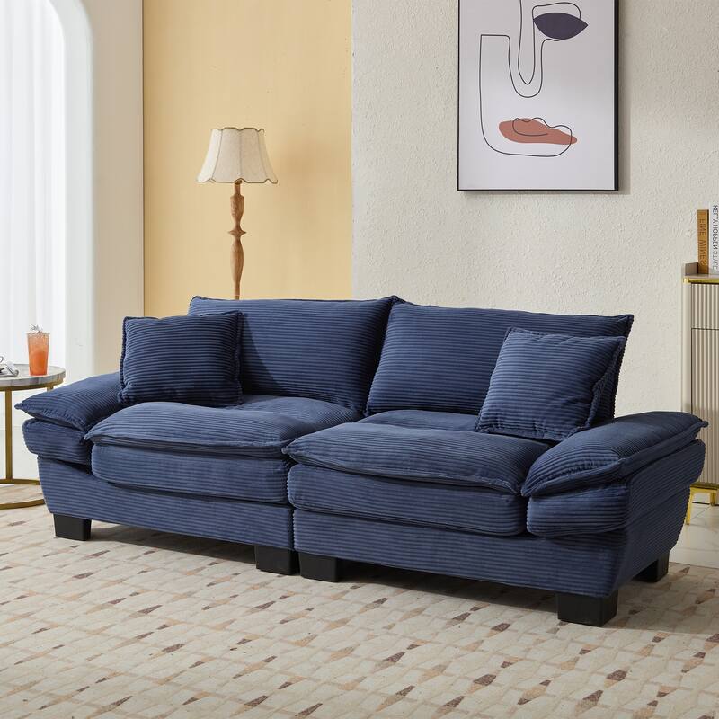Durable 2-Seater Corduroy Couch with Broad Plastic Legs & Spacious 23-inch Seat