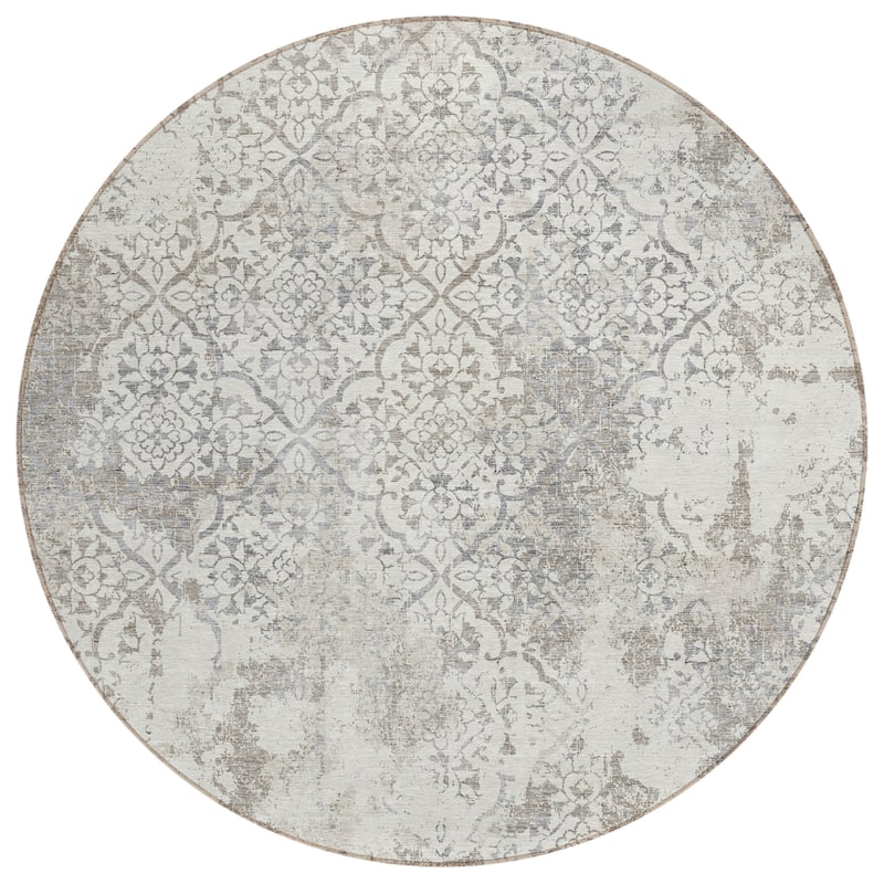 Machine Washable Indoor/ Outdoor Chantille Distressed Traditional Rug