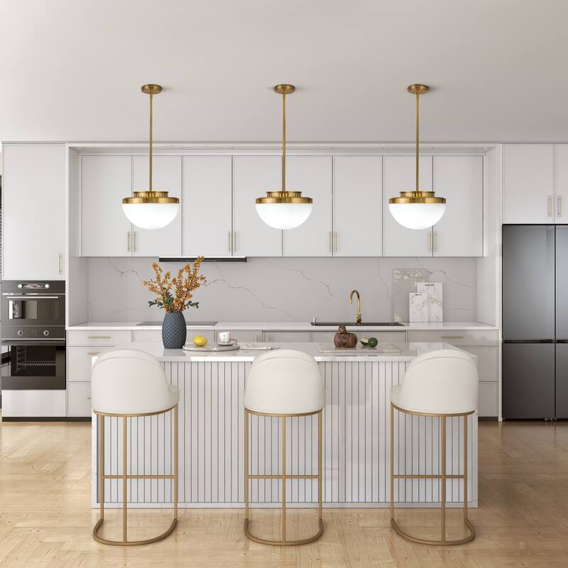 Artcraft Dahlia 1-Light Pendant - 12" W - Brushed Brass