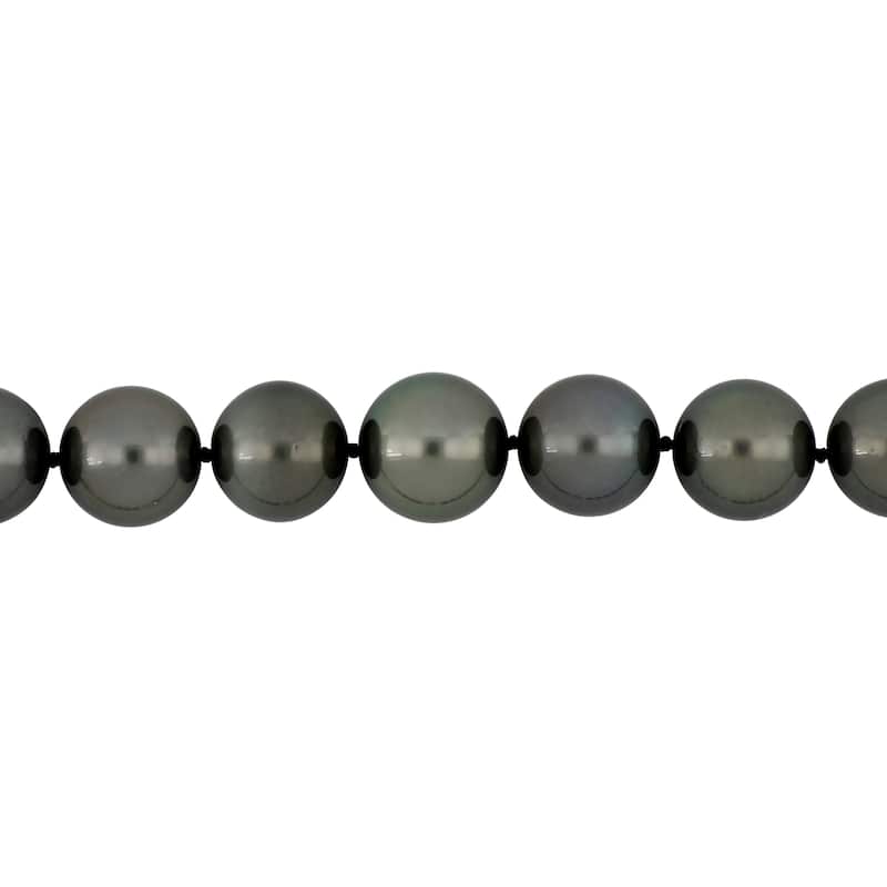 Miadora 10-12mm Black Tahitian Pearl Diamond Accents Necklace in 14k White Gold