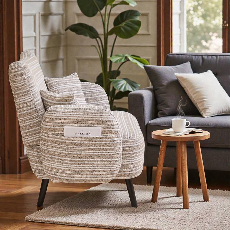 Modern Boucle 2-Seater Sofa with Storage Pockets, Deep-Seated Small Couch with Armrest Pillows for Apartments