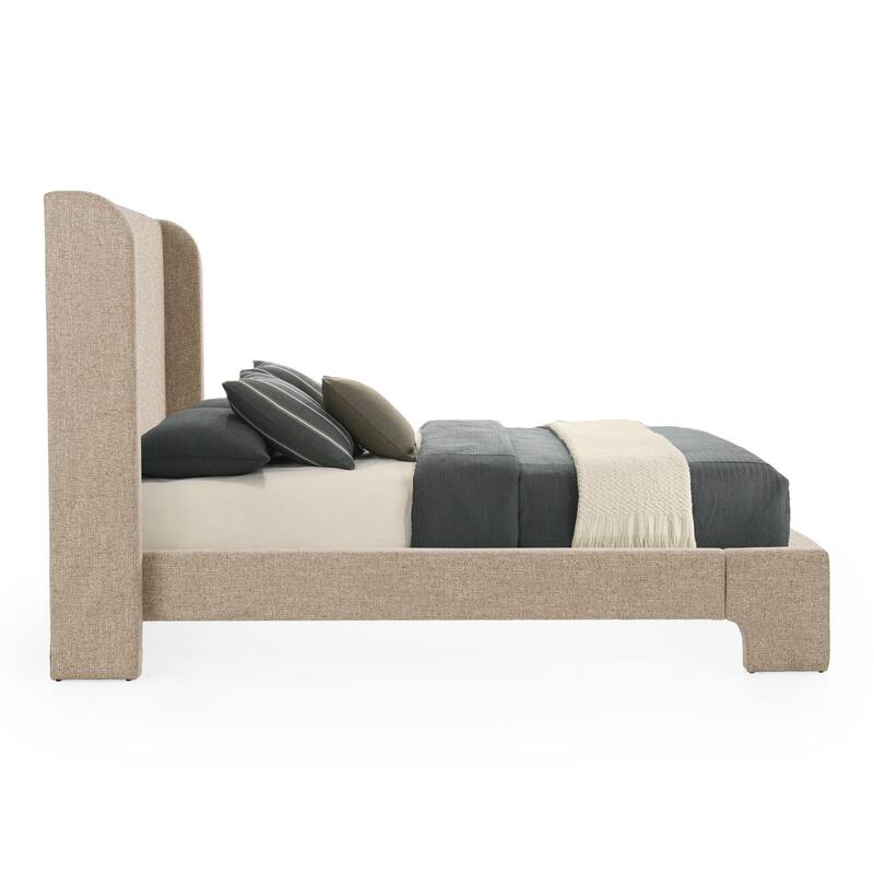 Modrest Emilio Modern Beige Fabric Bed