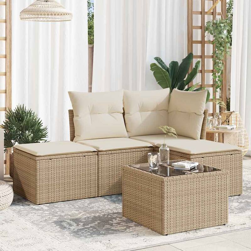 vidaXL Garden Sofa Set Beige - 21.7 x 21.7 x 14.6